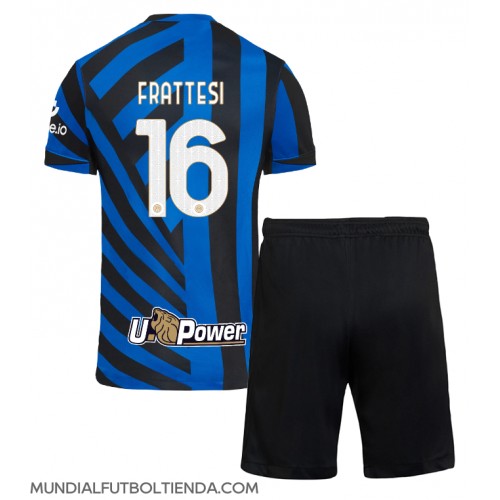 Camiseta Inter Milan Davide Frattesi #16 Primera Equipación Replica 2024-25 para niños mangas cortas (+ Pantalones cortos)